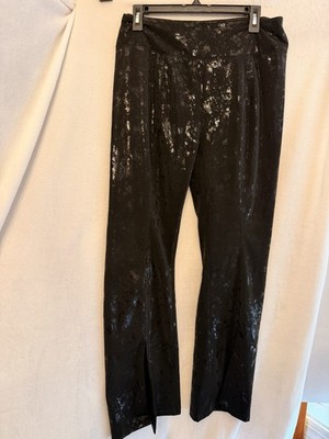 Black PU Vinyl Front Slit Black Pants Cyber Punk E-girl Streetcore Women s L. Y6