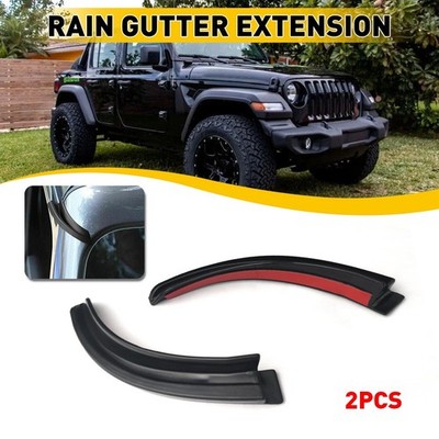 2/Water Rain Gutter Extension Car Fit For Jeep Wrangler JL 18-21 Gladiator JT B