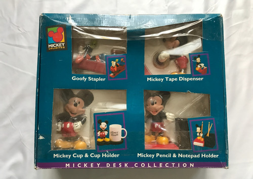Disney Mickey Mouse Desk Collection 4 Piece Set Stapler Cup Holder Tape Pencil
