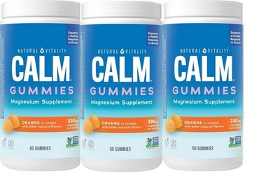Natural VItality CALM Magnesium Supplement Gummies  60 ct(pack of 3)exp 6/27