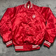 Vintage Auburn Sportswear Mens Small Red UPS United Parcel Service Satin Jacket