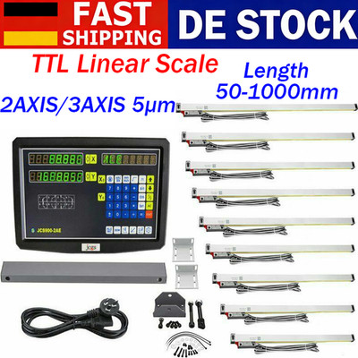 2 / 3 Achsen Digitalanzeige DRO Lineare Skala Scale Hohe Präzision 50-1000mm CNC