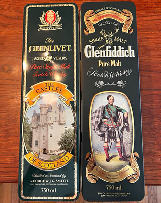 Glenlivet & Glenfiddich Scotch Whisky Tins - Glenlivet 12 Yr Castles Scotland