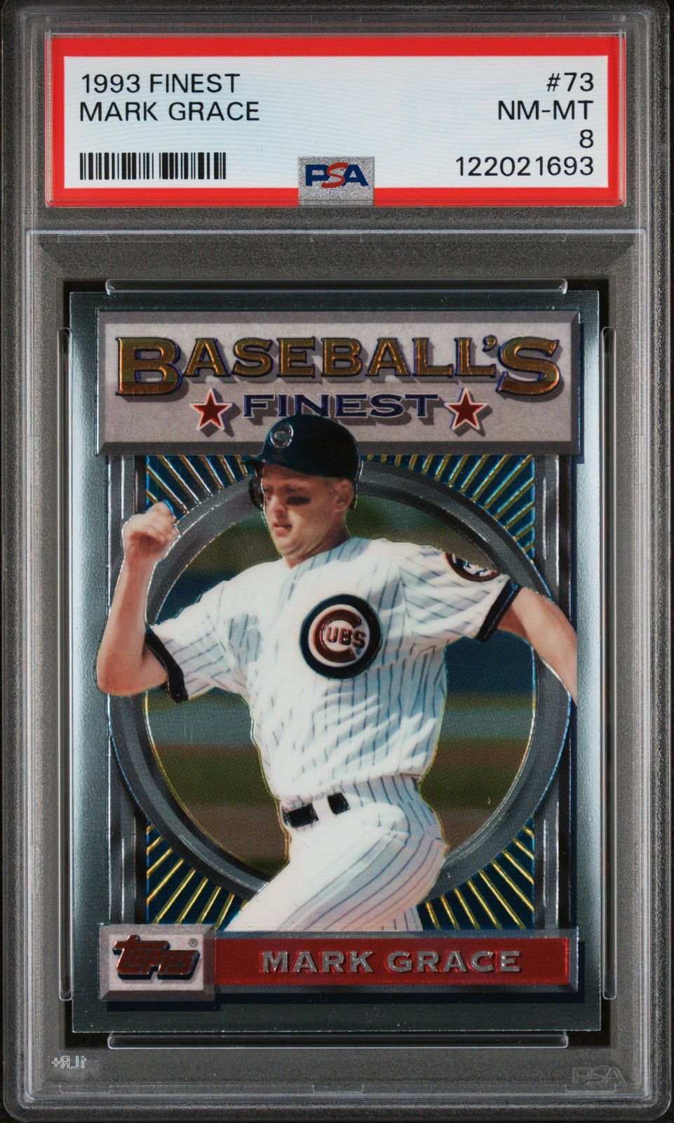 1993 TOPPS FINEST #73 MARK GRACE PSA 8