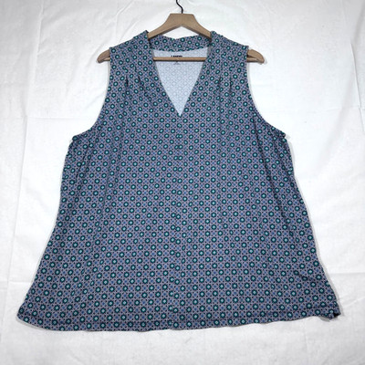 LAND'S END Women's Cotton Modal Tank Top V-Neck Size 2X 20W 22W Blue