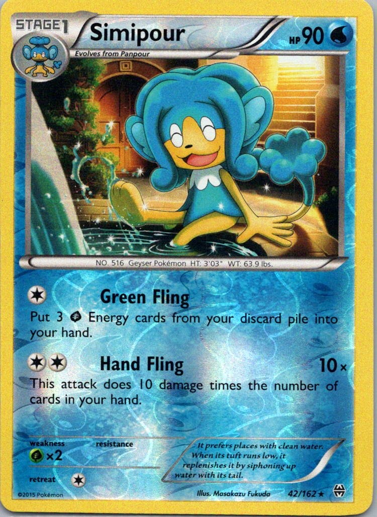 Pokemon TCG Simipour 42/162 BREAKthrough Rev Holo NM