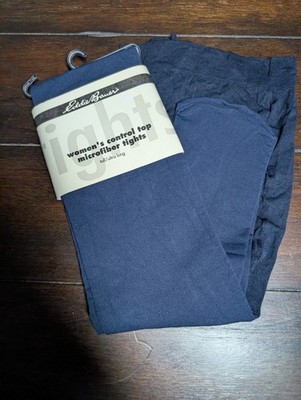 NWT Eddie Bauer Control Top Tights Size Medium Navy BLUE Panty Hose