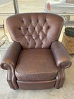 Brown Leather Tufted Reclining Armchair, Solid Upholstered — photo 1