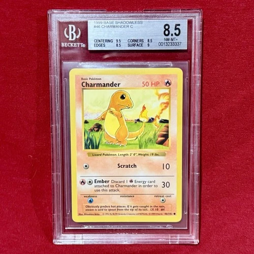 1999 Pokemon Base Set Shadowless Charmander #46 BGS 8.5 NM-MT+