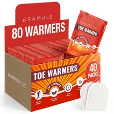 Bramble 80 Adhesive Toe Warmers for Feet (40 Pairs) | Long-Lasting Foot Warme...