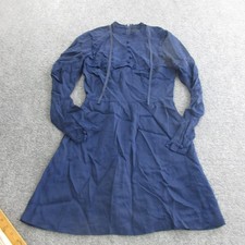 Reformation Dress Womens 4 Blue Viscose Ruffle Fit Flare Long Sleeve Short