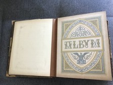 Antique Victorian 1800s Photo Album w/ 47 Photos CDV Cabinet Cards Leather