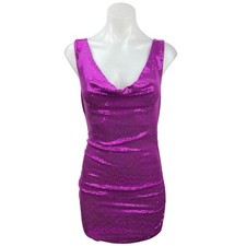 Urban Outfitters Metallic Purple Glitter Cowl Sequin Sleeveless Mini  Dress XS