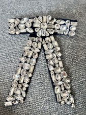 rhinestone jeweled black velvet bow barrette Large