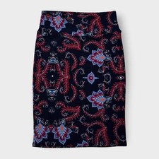LuLaRoe Cassie Pencil Skirt Size M 8-12 Navy Blue Ornamental Floral Pattern NW