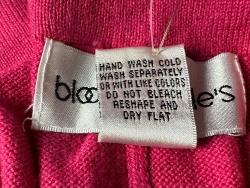Bloomingdales Silk Cashmere Knit Pant Women L NWOT Elastic Waist Drawstring Pink - Picture 12 of 12