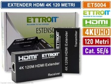 EXTENDER ESTENSORE HDMI SU CAVO LAN CAT 5E CAT6 ULTRA HD 4K FINO A 120M ETTROIT