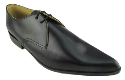 mens black leather pointed winklepicker shoes