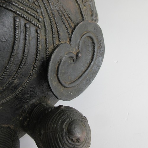 LG Antik Afrikanische Bronze Leopard Jäger Kopf Skulptur Benin Nigeria SCHWER - Bild 10 von 19