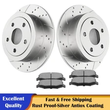 REAR DRILLED SLOTTED Rotors Ceramic Brake Pads for 2007 - 2017 Jeep Wrangler JK