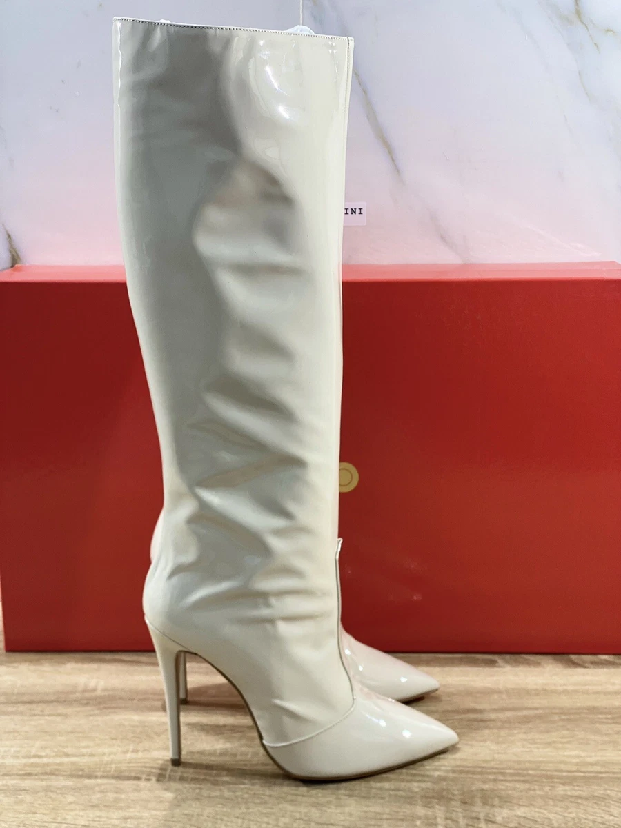 WO MILANO Stivale donna vernice pelle milk casual boot tacco 40 eBay