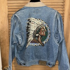 Polo Ralph Lauren Vintage Indian Head Native American Jean Jacket Small Unisex