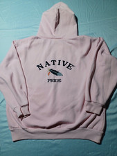 Vintage 1990s 90s American Native Pride Hoodie, Made in USA Heavyweight Pink L
