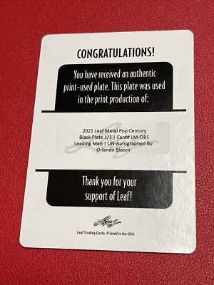 Lot of 2-2021 Leaf Pop Century Orlando Bloom Printing Plate Black