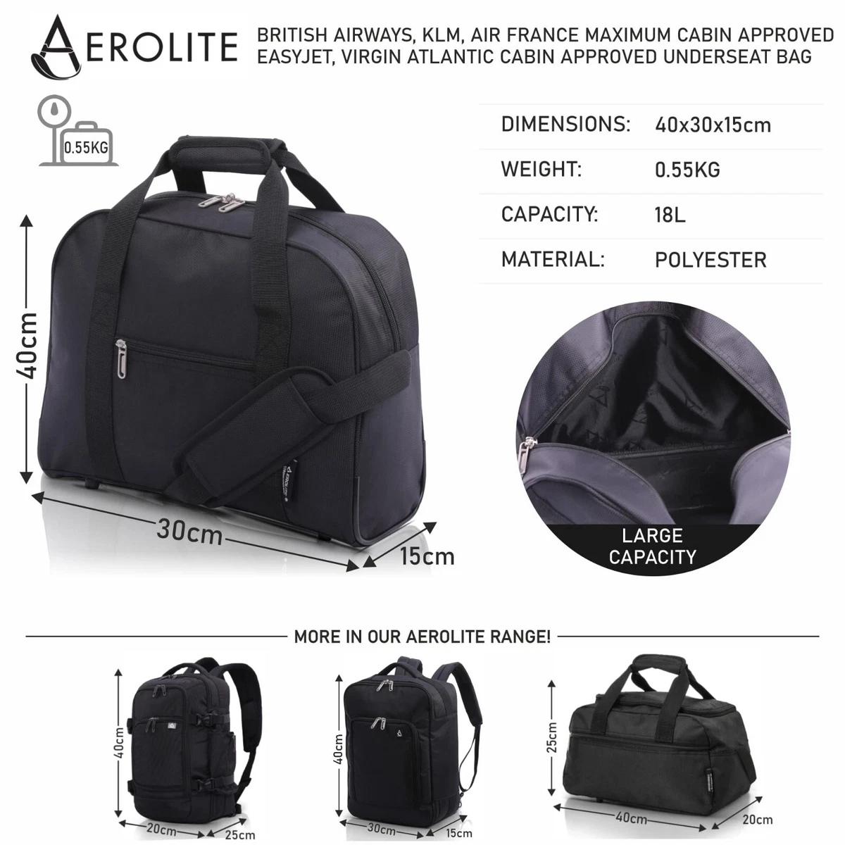 Aerolite 40x30x20 Wizz Air Maximum Size Cabin Bags With, 51 OFF