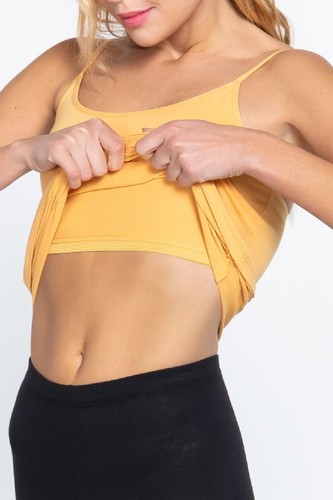 Women's Long Cami Built-In Shelf Bra Adjustable Spaghetti Strap Tank Top - Picture 214 of 217