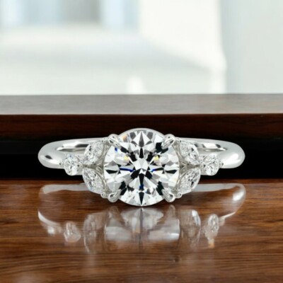 18k White Gold Round Cut Engagement Ring 1.20 Ct Diamond IGI Lab Grown