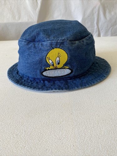 Vintage Looney Tunes Tweety Bird Denim Bucket Hat Warner Bros