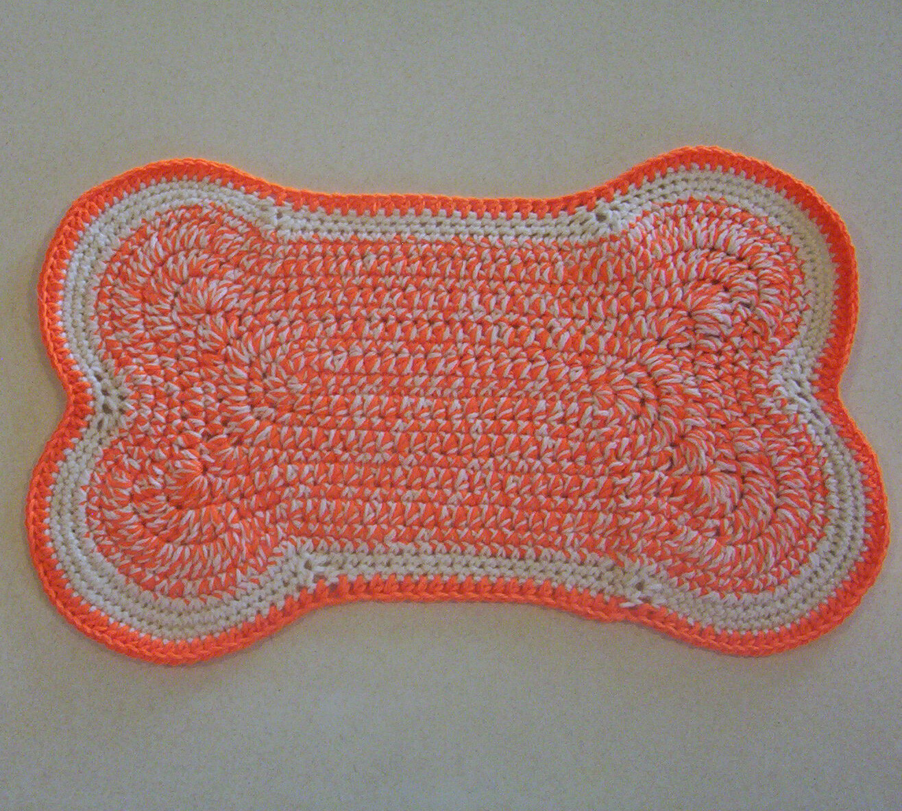 Dog Bone Bowl Mat or Rug Orange & White