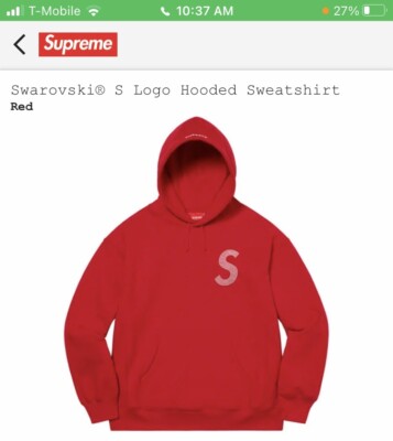 Supreme X Swarovski S Logo Hooded Sweatshirt Red Medium | eBay