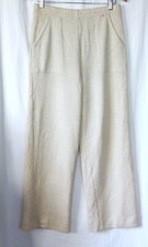 ST. JOHN SPORT Ivory/Sparkle Gold Elastic Waist Pants w Pockets Sz S EXC