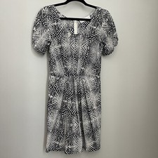 Amanda Uprichard Silk Shift Dress Womens Small Navy White Short Sleeve CLEARANCE