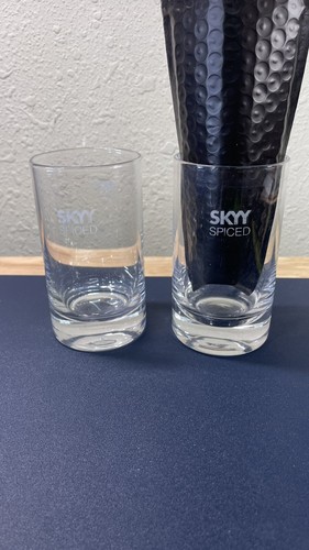 Lote de 2 vasos de vidrio Skyy Vodka con especias cóctel rocas raros, envío rápido - Imagen 3 de 6