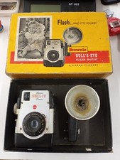Vintage Kodak Brownie 149K with Bulls-Eye Midget Flash and Box 1950s photograph
