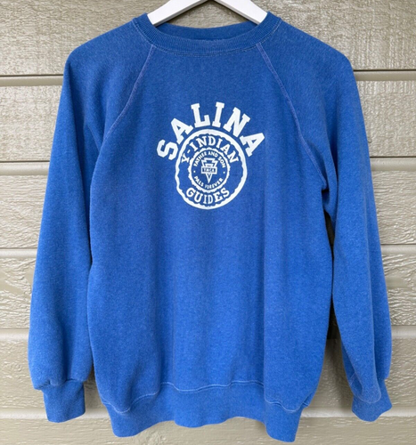 Vintage YMCA Sweatshirt Salina Kansas Y-Indian Guides Father & Son Blue KS - 第 1/10 張圖片