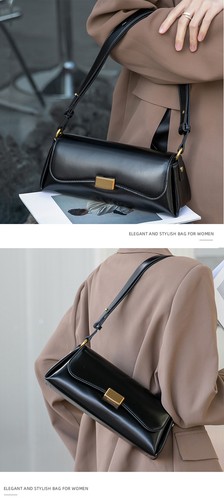 Damen Tasche Echtleder Vintage Baguette Achseltasche Crossbody Schultertasche - Bild 16 von 29