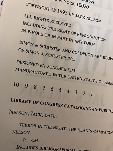 TERROR IN THE NIGHT by Jack Nelson 1st Edition 1993 KKK Mississippi NF/Near Fine - Imagen 2 de 2