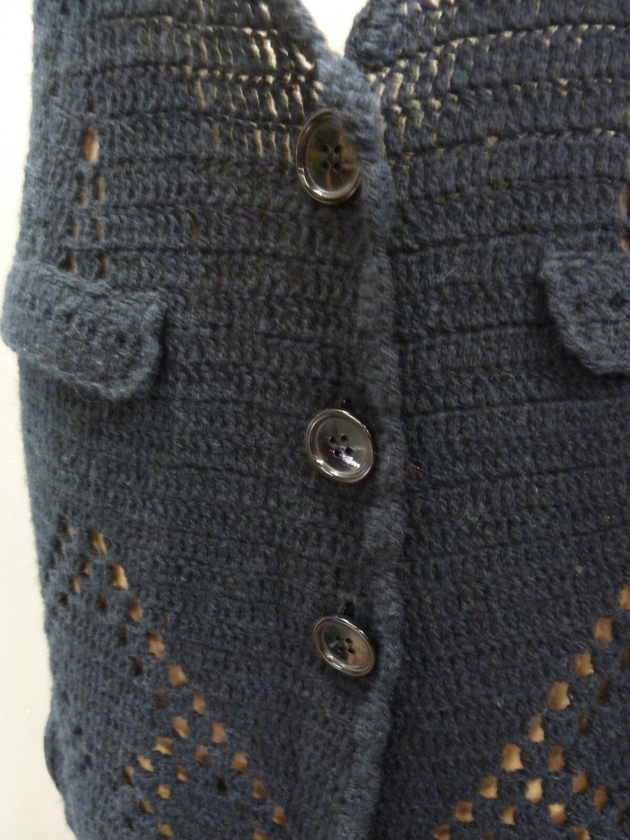 Prada Wool Navy Crochet Vest Size 44 | eBay