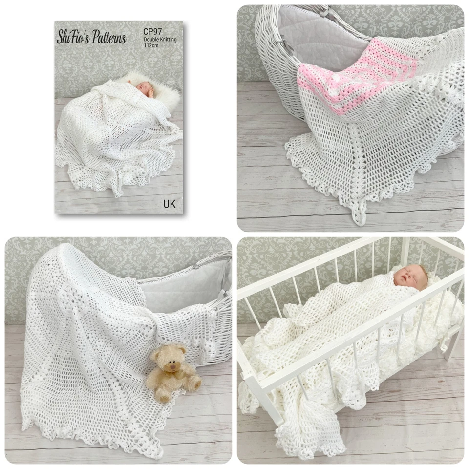 Crochet Pattern for Beautiful Babies  Christening Shawl - CP97 - Image 2 of 4