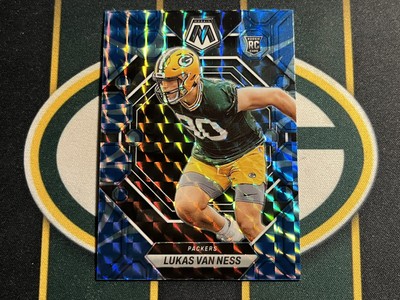 2023 Panini Mosaic Lukas Van Ness Reactive Blue Prizm #342 RC - Packers