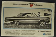 1967 Plymouth Belvedere Satellite Hardtop Service Mailer Brochure Original 67