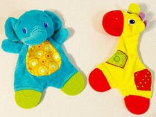 2 Bright Starts Baby Teethers Giraffe Elephant Crinkle Sound Plush
