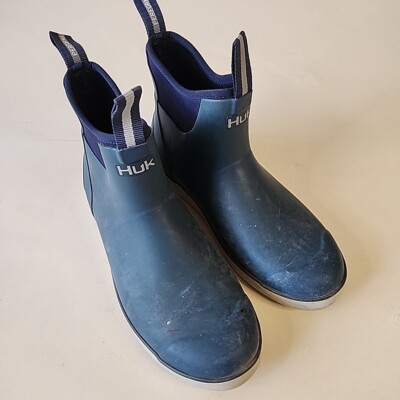 HUK Waterproof Rogue Wave Deck Boat Rain Boots Blue Men display picture 3