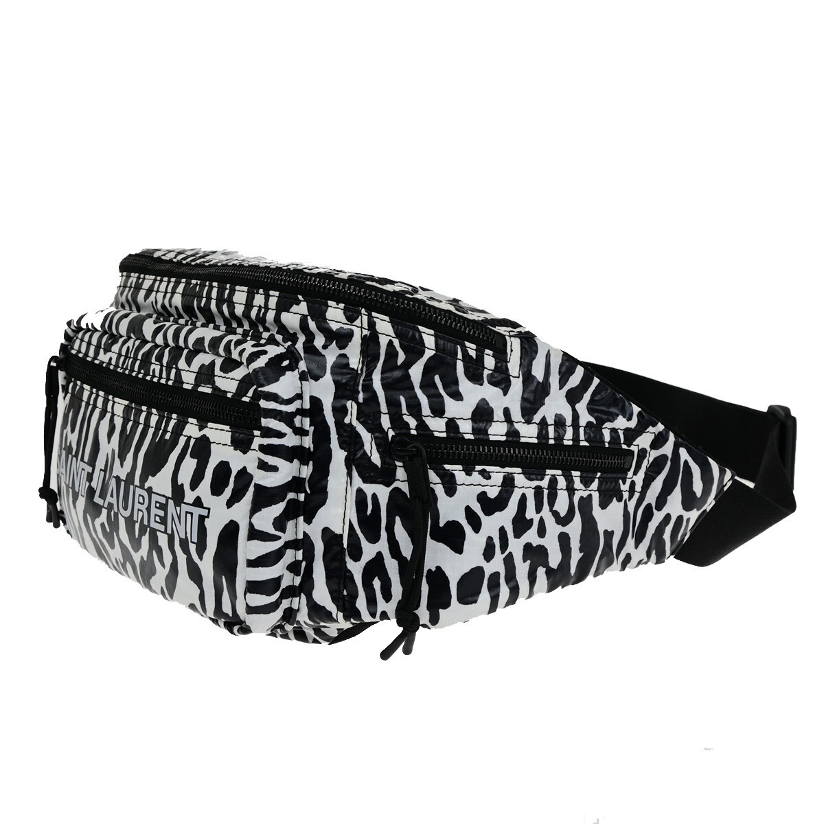 SAINT LAURENT Cintura Stampa Zebra Bum Body Bag Nylon Pelle Nero Bianco 85RK843