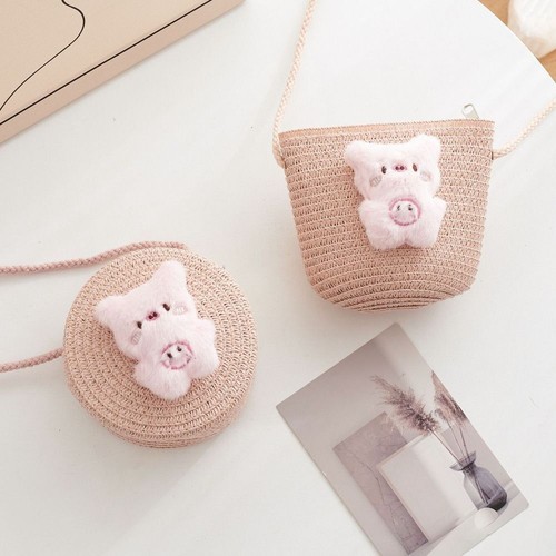 Mini Straw Bag Cute Animal Straw Crossbody Bag Fashion Kids Crossbody Purse - Picture 8 of 17