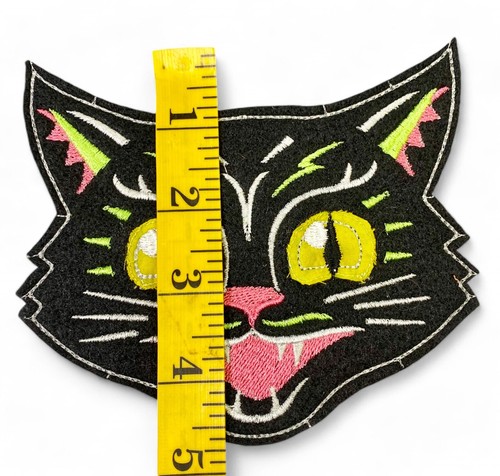 Retro Halloween Scaredy Black Cat Embroidered Patch Iron On - LG & XLG - Imagen 9 de 18